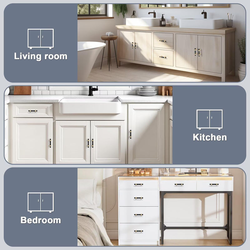 10Pack Hole Centers 2.5inch(64mm) Black Cabinet Handles with Gold Champagne Base T Shaped Kitchen Cabinet Pulls Hardware Pull Handle for Cabinets Dressers 4inch Total Length Hole Centers: 2.5inch Black with Champagne Gold Base 10