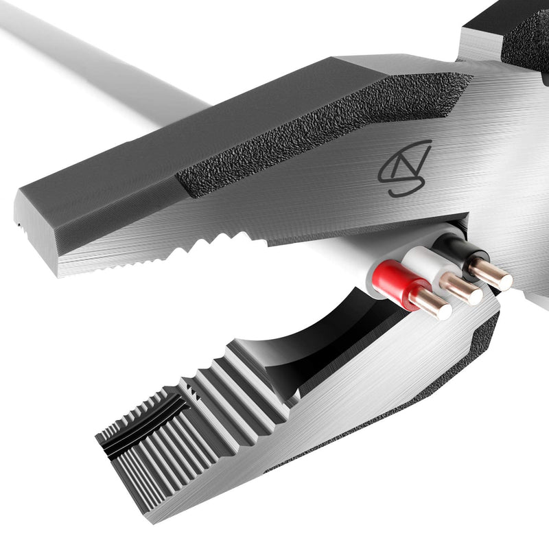 Engineer PZ-78 Side Cutting Linemans Pliers with Unique Screw Extractor Gripping Jaws, High Leverage Design, Vertical Serrations to remove a screw head securly, Crimper for Bare Terminals For Φ0.1 - 0.5 inch (3 - 12 mm) [With Simple Crimp]