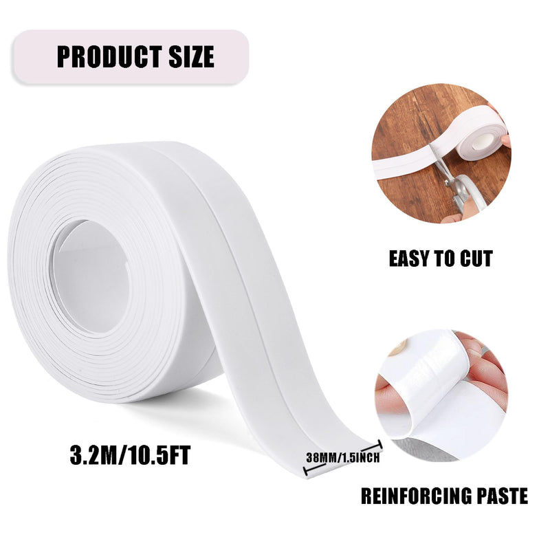 [Australia - AusPower] - White Caulk Tape Bath & Kitchen Self Adhesive Caulking Tape Waterproof - Toilet Caulk Strip - Bathtub Sealing Strip Tape Caulk - Bathroom Shower caulking tape,4-Roll 