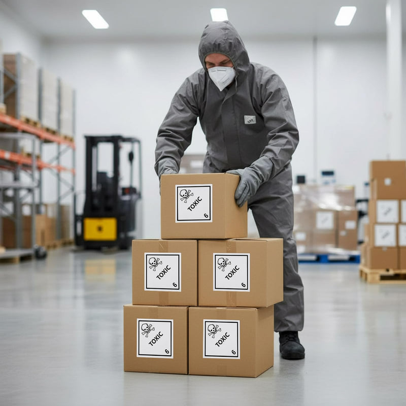 500 PCS Hazard Class 6 Toxic Labels - 4 x 4 Inch Square Poison Adhesive Labels for Industrial, Laboratory, Transportation