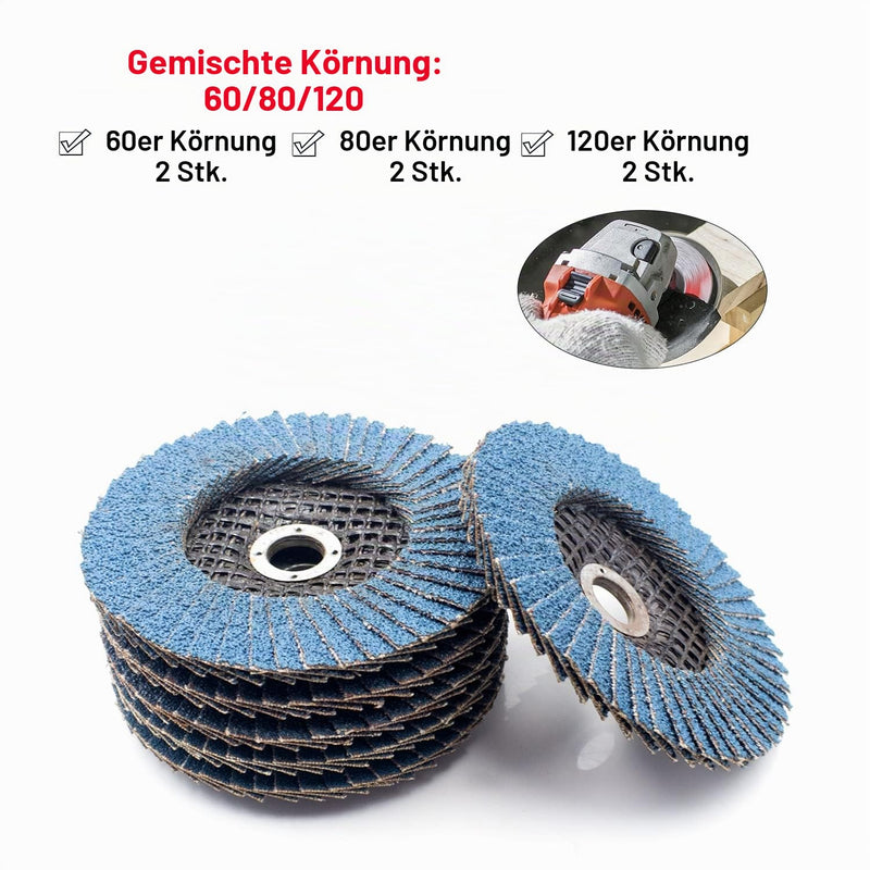 Flap Discs, Pack of 6 Sanding Discs Diameter 75 mm Grit 60/80/120 | Suitable for cordless angle grinders chrup disc lamella discs steel fan grinding disc for angle grinder polishing machine Iron