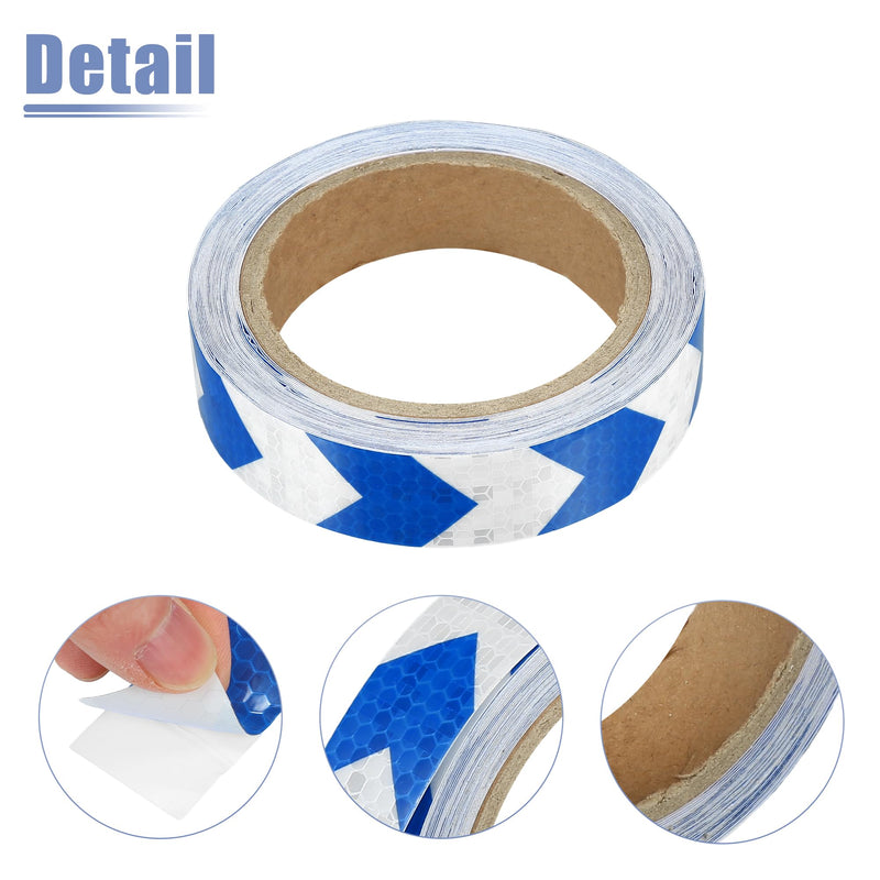 ACROPIX Universal 2.5cmx9m Blue and White Arrow Car Reflective Stickers Reflective Tape Safety Warning Reflective Protector - Pack of 1