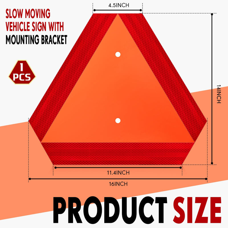 [Australia - AusPower] - 1 Set Slow Moving Vehicle Sign with Mounting Bracket 14 x 16 Inch Slow Moving Vehicle Triangle Signs Aluminum Slow Sign Warning Triangles for Vehicles Golf Cart Tractor Outdoor Accessories 1 