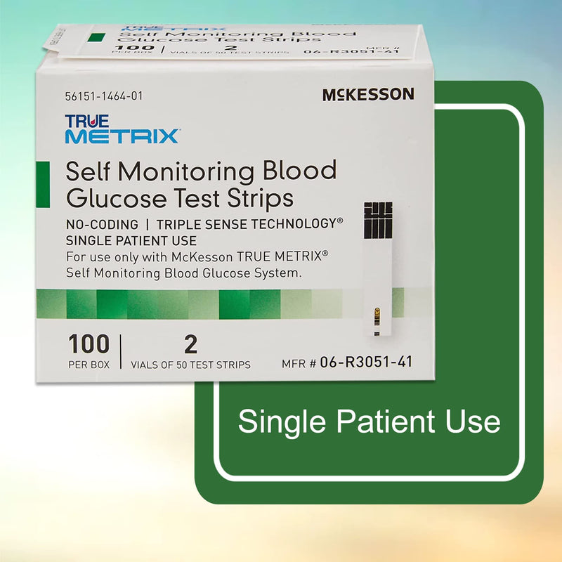 [Australia - AusPower] - McKesson 06-R3051-41 True Metrix Self Monitoring Blood Glucose Test Strip, Box of 100 