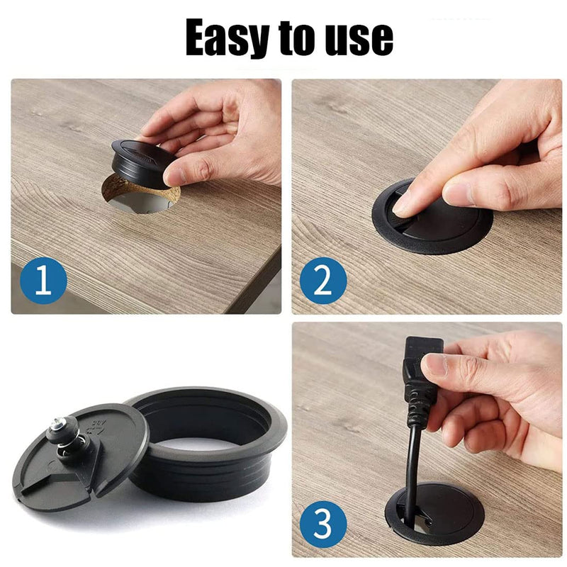 [Australia - AusPower] - 8PCS Desk Grommet, Desk Grommet 2Inch(50mm) Desk Cable Grommet Desk Cable Hole Covers with Hole Saw, Ideal Solution for Office and Home Table Cable (Black, 2Inch_50mm) 2Inch_50mm Black 8PCS 