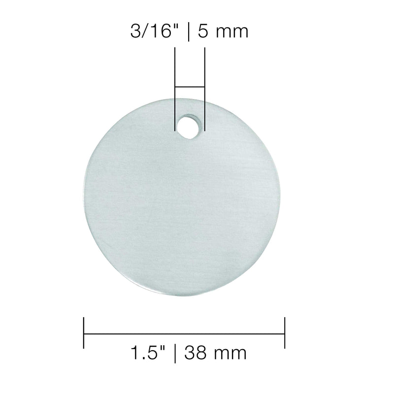 CH Hanson Metal Stamping Blanks – 1-1/2” Blank Tags with Holes, Name & Pet Tags, Label Equipment - Model 1098A, Durable 18-Gauge Aluminum (100 Count)