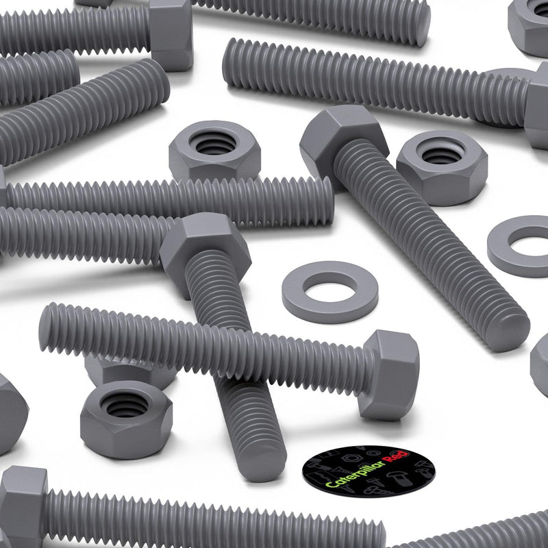 [Australia - AusPower] - 50 x Hexagon Head Screws Grey PVC Plastic nuts and bolts, oxidation resistant, weather resistant, UPVC, Plastic nuts and bolts, M6 x 40mm, (15/64 x 1-37/64 in) 