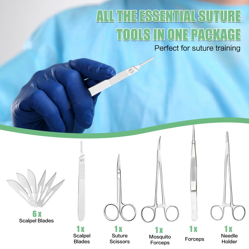 [Australia - AusPower] - Suture Practice Kit (39 Pcs) Include Durable Large Suture Pad。 Gifts for Medical Students。Suture Kits for Education Use Only ，This Suture Kit is not Suture Kit Medical Grade 