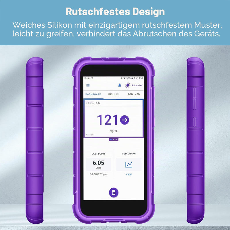 MEDMAX Silicone Case for Omnipod 5 with Camera Hole | Lightly Shockproof Non-Slip Silicone Protective Cover with Raised Bevel Omnipod 5 Device, Purple