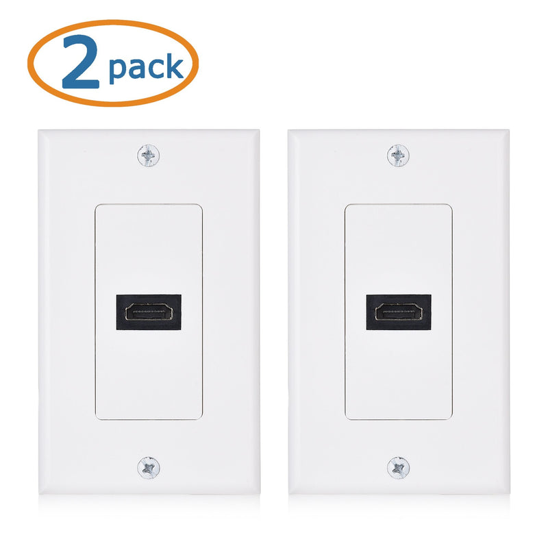 [Australia - AusPower] - Cable Matters 2-Pack 1-Port HDMI Wall Plate in White (4K UHD, ARC, and Ethernet Pass-Thru Support) 