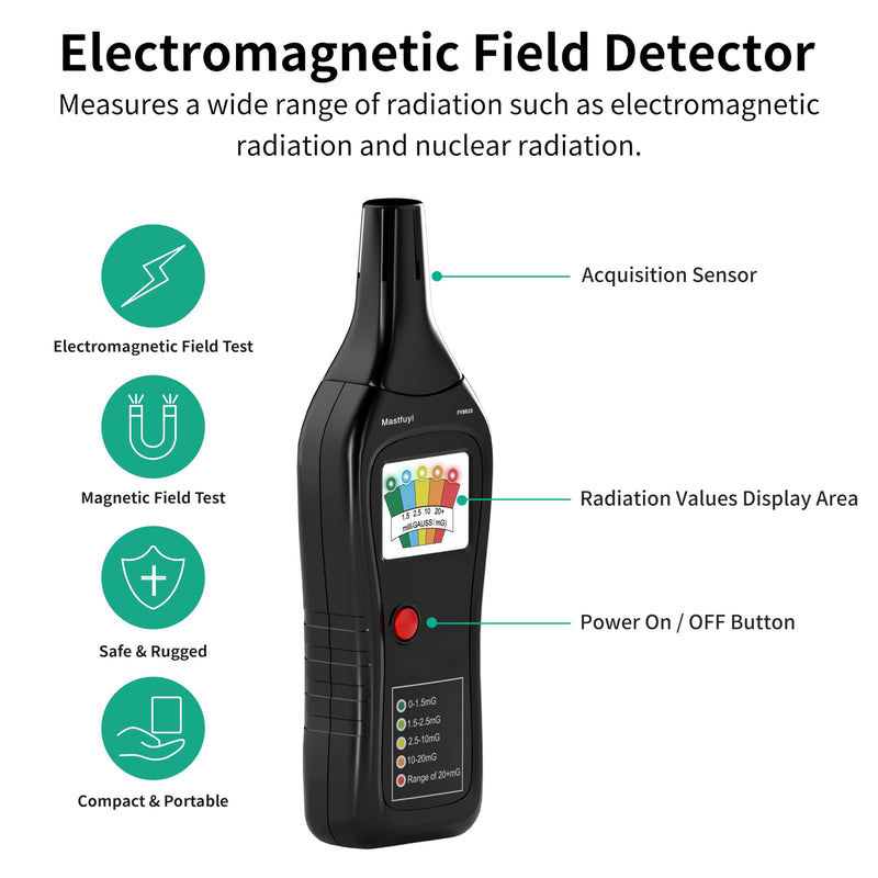 [Australia - AusPower] - EMF Meters, Electromagnetic Field Detector with 5 LEDs, Ghost Hunter Equipment, EMF Detector 30 Hz - 20,000 Hz, EMF Tester for Ghost Hunters, EMF Reader 