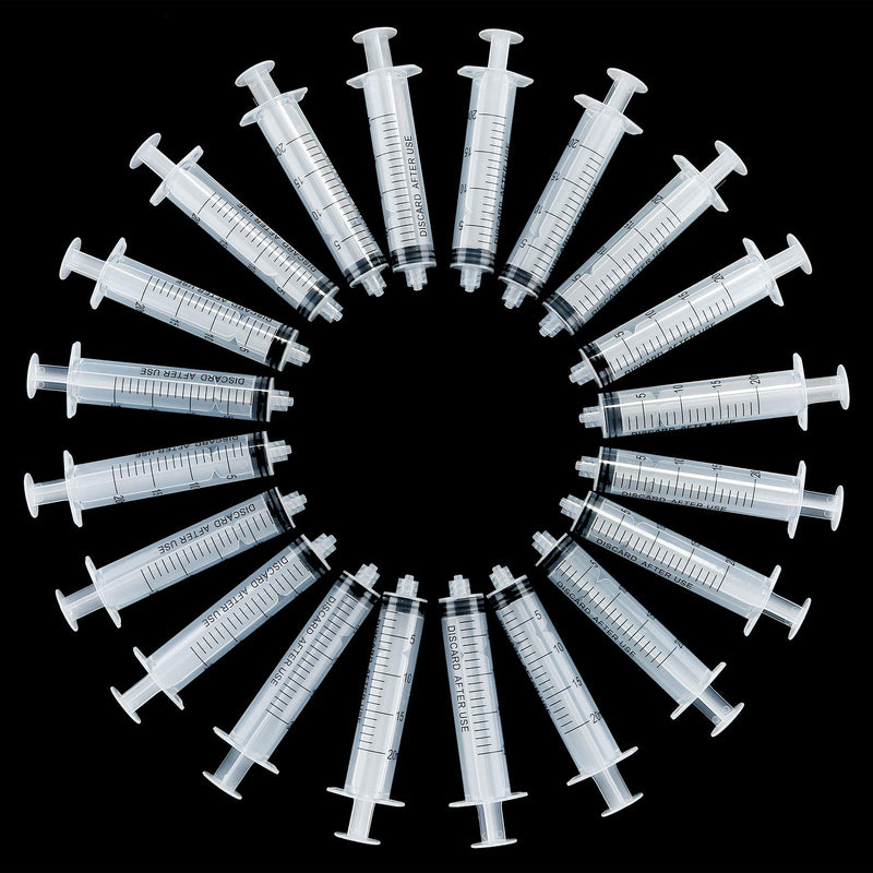 [Australia - AusPower] - TecUnite 20 Pack Syringe Without Needle, Plastic Curved Syringes for Epoxy Resin, Craft, Feeding Pets Animals, Oil or Glue Applicator(20 ML) 20 ML 