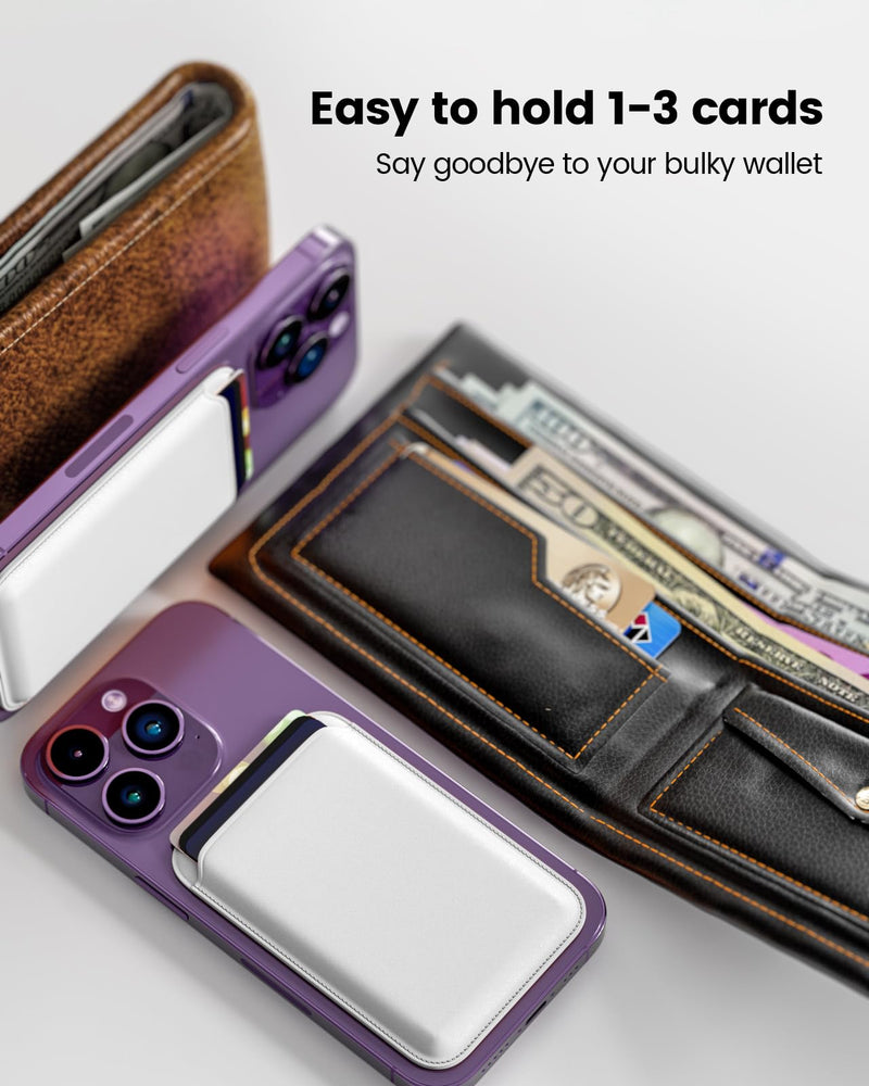 [Australia - AusPower] - Magnetic Phone Wallet for Apple MagSafe, Card Wallet Holder for iPhone 15 Pro Max/15 Plus/15 Pro/15, 14 Pro Max/14 Plus/14 Pro/14, 13 Pro Max/13 Pro/13, 12 Pro Max/12 Pro/12, White 