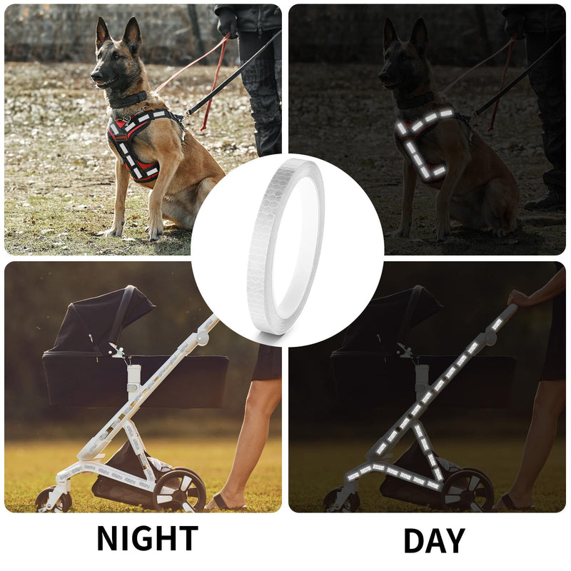 Neon Reflective Tape 0.4In x 26 Feet, Safety Warning Tape High Viscosity Durable Lasting Outdoor Waterproof Neon Reflector Strips for Bicycles Helmets Trailers(White) White