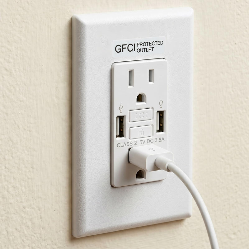 200 Piece GFCI Protected Outlet Stickers GFCI Labels Stickers No Equipment Ground Decals Clear Protected Outlet Receptacle Plates Label(0.27x 1-inch)
