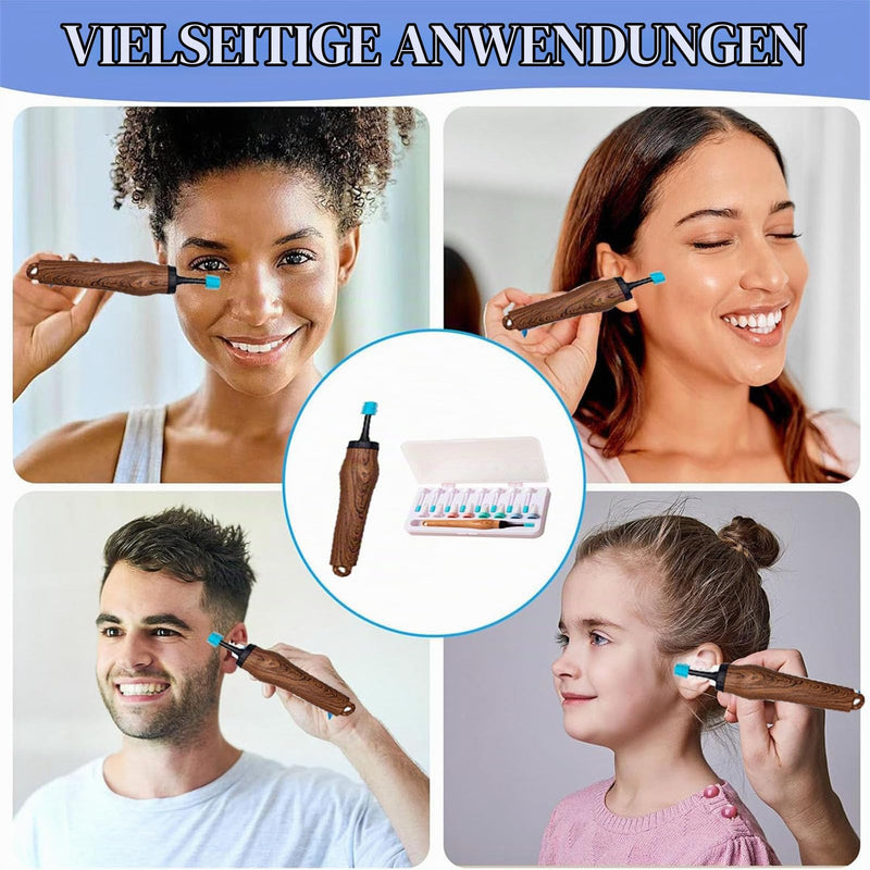 Ear Cleaner for Adults, Human Ear Cleaner, Ear Wax Remover, 360° Spiral Silicone Ear Cleaner for Adults and Children, with 16 Washable Replacement Heads (Two Types of Replacement Heads)