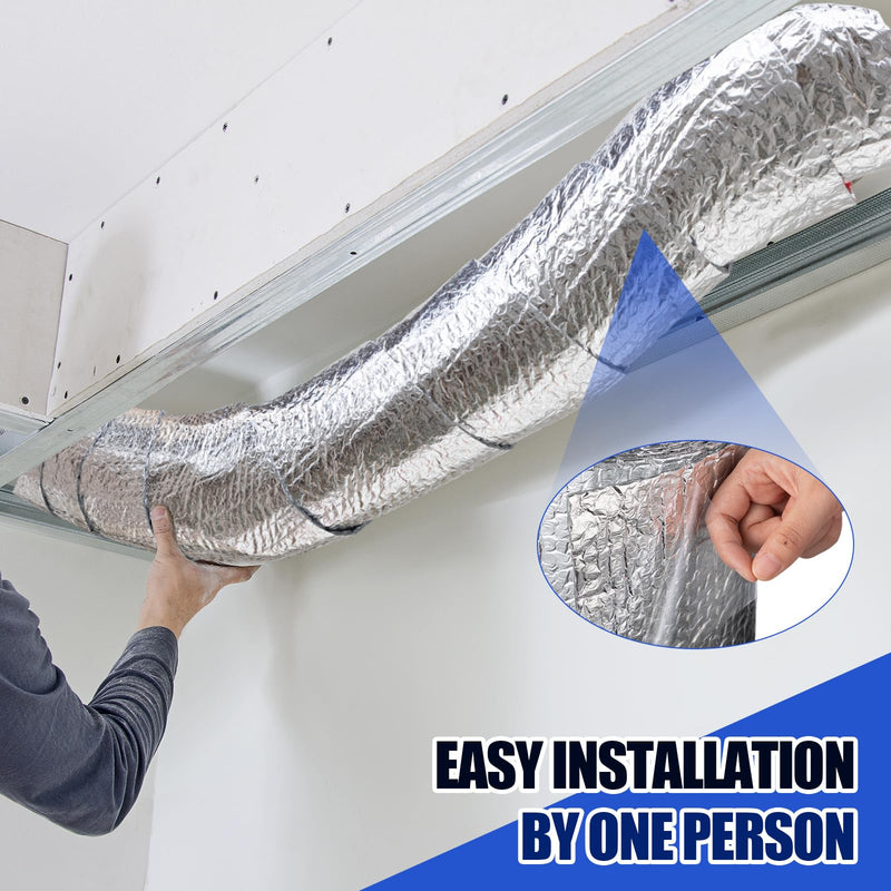Double Reflective Insulation Roll, 12in x 16.4ft Pipe Duct Insulation Roll, Self Adhesive Aluminum Foil Bubble Radiant Barrier Tape for HVAC Duct, Window Thermal Barrier and Weatherproof