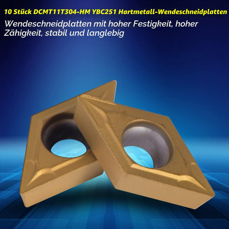 Indexable Inserts, Lathe Inserts, CNC Lathe Milling Inserts with Box DCMT11T304-HM YBC251 (Pack of 10)