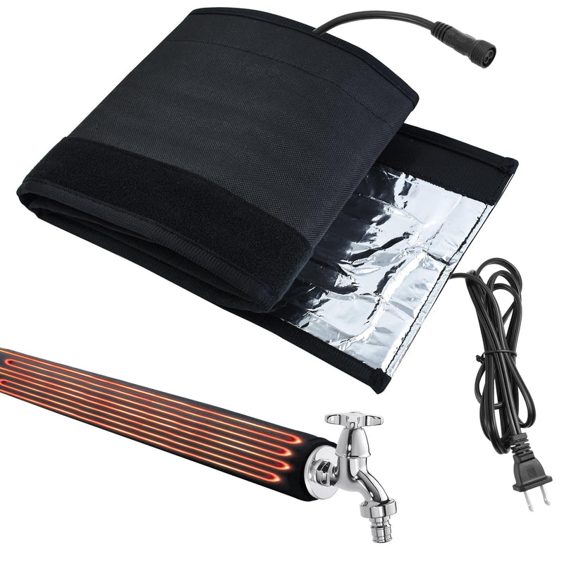 Water Pipe Heat Blanket, 39"x7" Stickable Water Pipes Heater Tape with 6.6Ft Cable Foil Pipe Warmers Water Line Insulation Wrap Pipe Freeze Protection for Outdoor Pipe RV Sewer Hose, Max140˚F，110V 1pcs Water Pipe Heat Blanket
