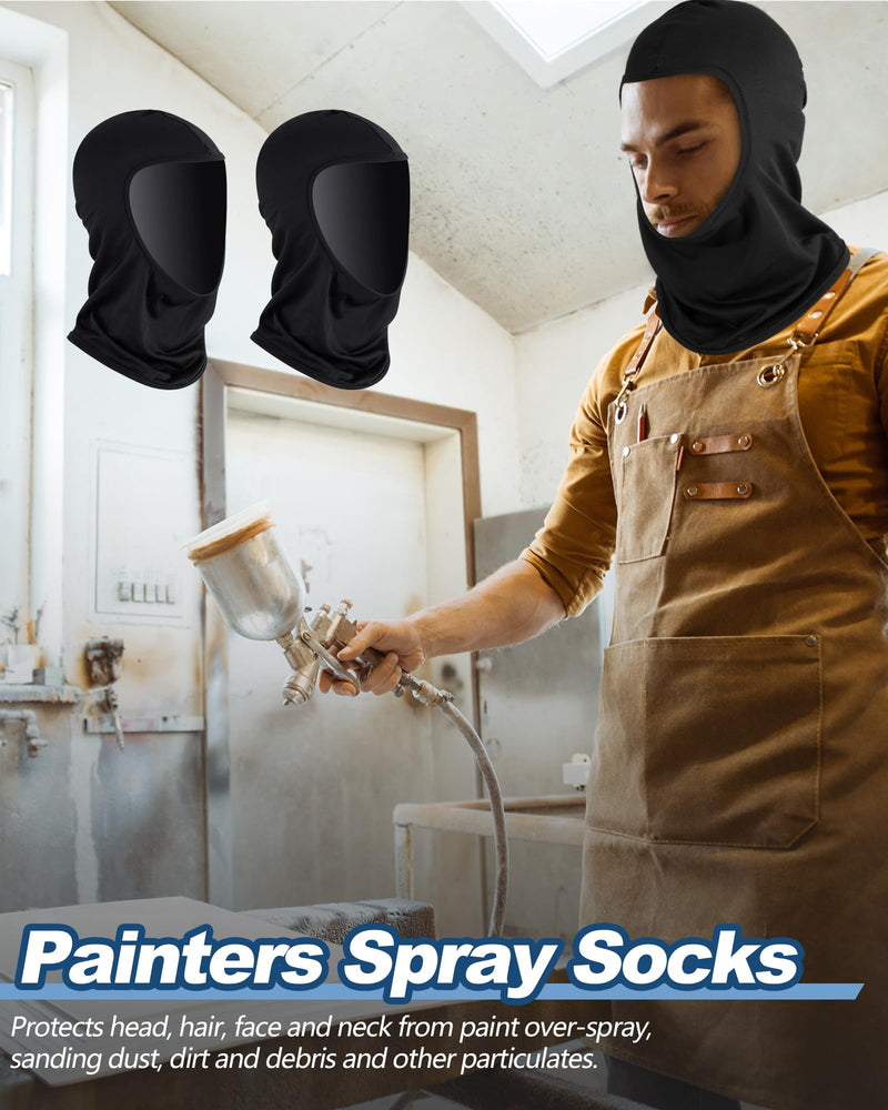 Cuffbow Painters Spray Sock Adult Painters Mask Unisex Head Sock Painting Dust Hood Snug Soft Stretch Head Covering Black 25
