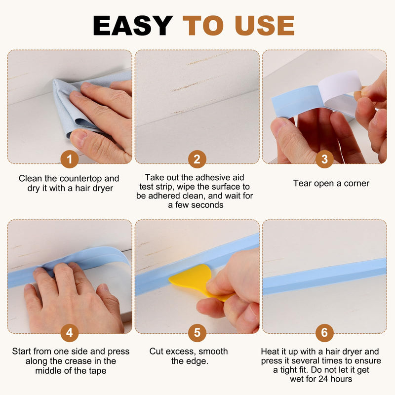 uxcell Caulk Tape Waterproof, 0.83 Inch x 16.4 ft Self-Adhesive Sealant Sealing Strip Caulking Sealant Tape PVC with Tool for Kitchen Sink Toilet Bathroom Bathtub Floor, Gray