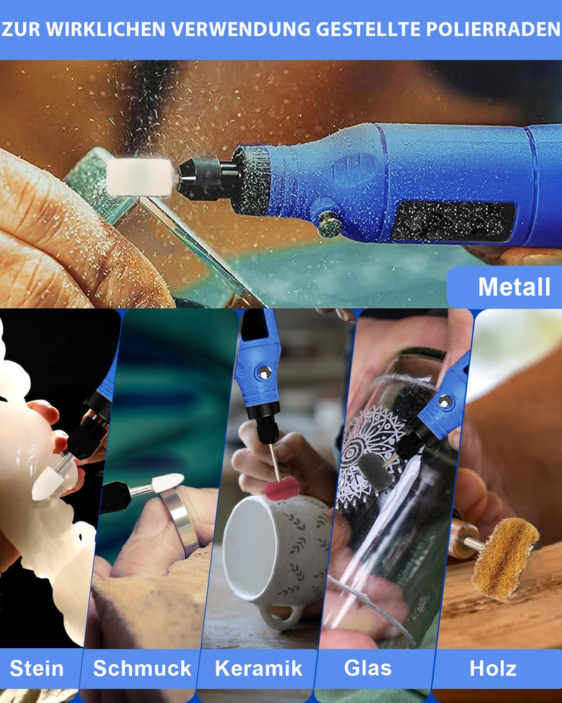 140 Pieces Multifunctional Wool Felt Polishing Bits for Dremel with Dremel Grinding Attachments, Wool Felt Polishing Wheel, Polishing Attachment, Cordless Screwdriver, for Metal, Bike, Wheel Hub, Includes Storage Box