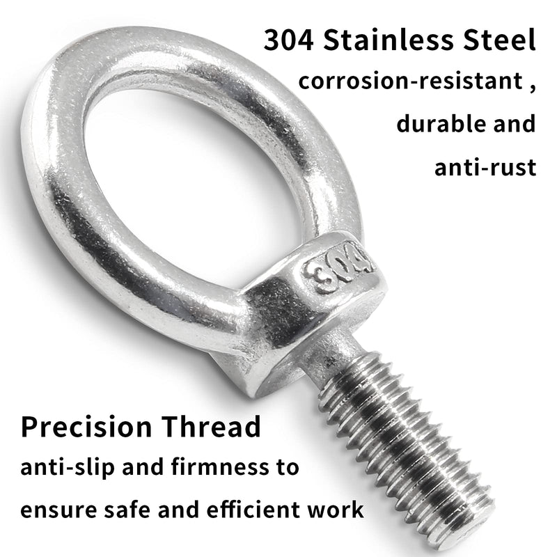[Australia - AusPower] - 12Pcs M6 Lifting Eye Bolts, 304 Stainless Steel Male Thread Machinery Shoulder Ring Eye Bolt Heavy Duty M6(12Pcs) 