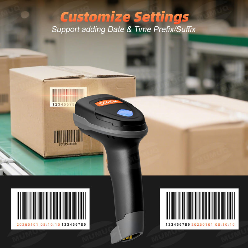 Wireless Barcode Scanner, 2D 1D Bluetooth Scanner Handheld Bar Code Reader for Tablet iPhone iPad Android iOS PC POS with Charging Dock
