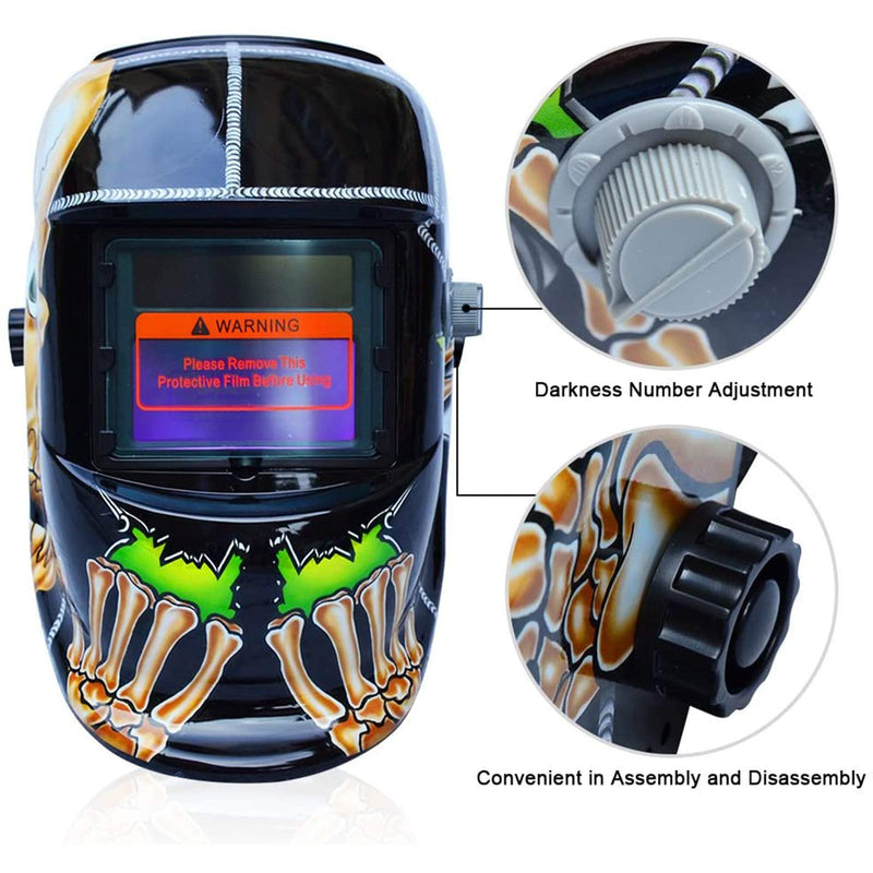 TEKWARE Welding Helmet Solar Power Auto Darkening Hood Welder Mask Breathable Grinding Helmets with Adjustable Shade Range Gz-107