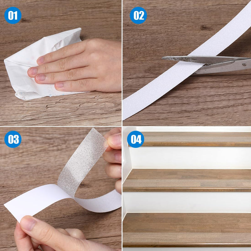 Anti Slip Tape Clear 1" x 30Ft Non-Slip Stair Treads Tape Grip Tape Outdoor Indoor Waterproof Friction Tapes for Bathtubs Wooden Steps