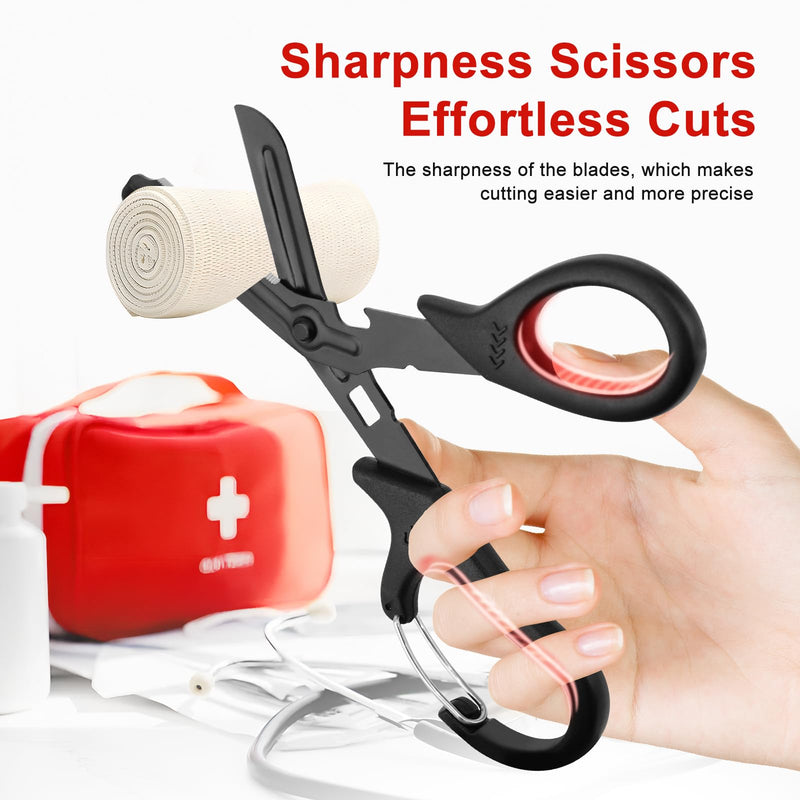 [Australia - AusPower] - Stethoscope Carrying Case PU Black and 3 Pack Penlight and Medical Scissors for Nurses Doctor EMT First Aid 