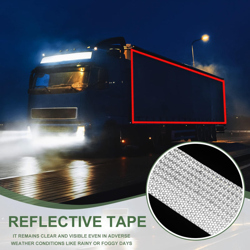 Reflective Tape PVC Strong Adhesive Safety Warning Reflector Tape, 10 Feet x 4 Inch Outdoor Waterproof Conspicuity Fit for Trailers Trucks Vehicles Bikes (White) White