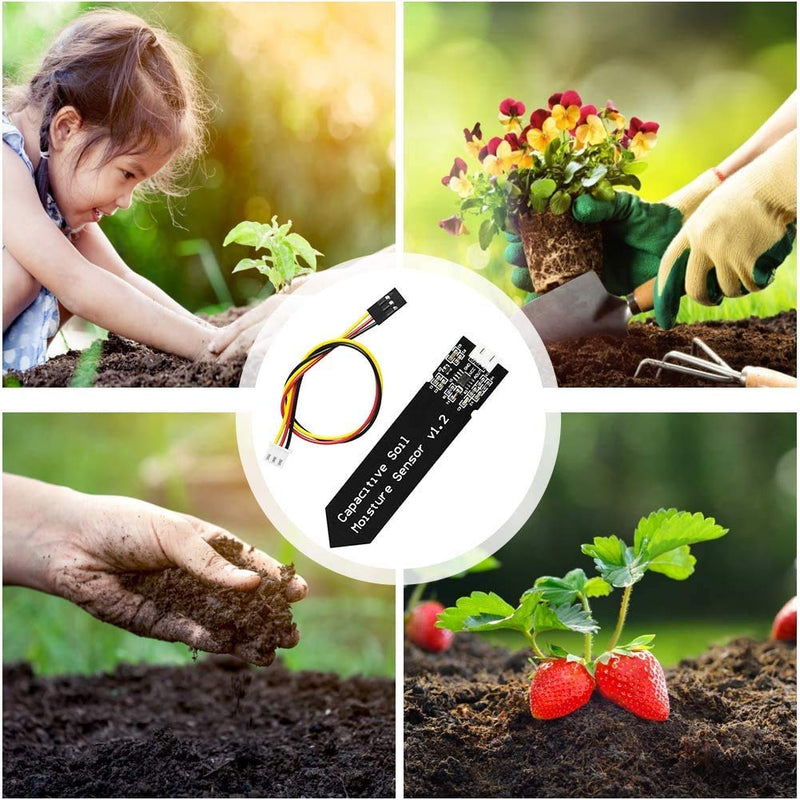 Aideepen 6 Pieces Soil Moisture Sensor Hygrometer Module V1.2 Capacitive Corrosion Resistant Module for Plant Watering DIY Kits 6PCS
