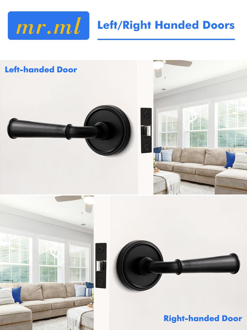 Black Passage Door Handle, Interior Hall Closet Kitchen Pantry Door Lever, Aluminium Alloy Handle Lever, 1 Pack Black