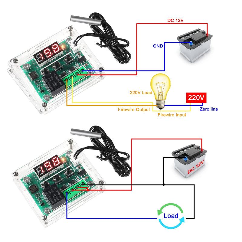 [Australia - AusPower] - 2PCS W1209 Temperature Controller Module,LED Display Digital Thermostat Module with Case DC 12V Digital Electronic Temperature Temp Control Module Switch with Waterproof NTC Probe -50~110℃(Red) 2PCS x Red 