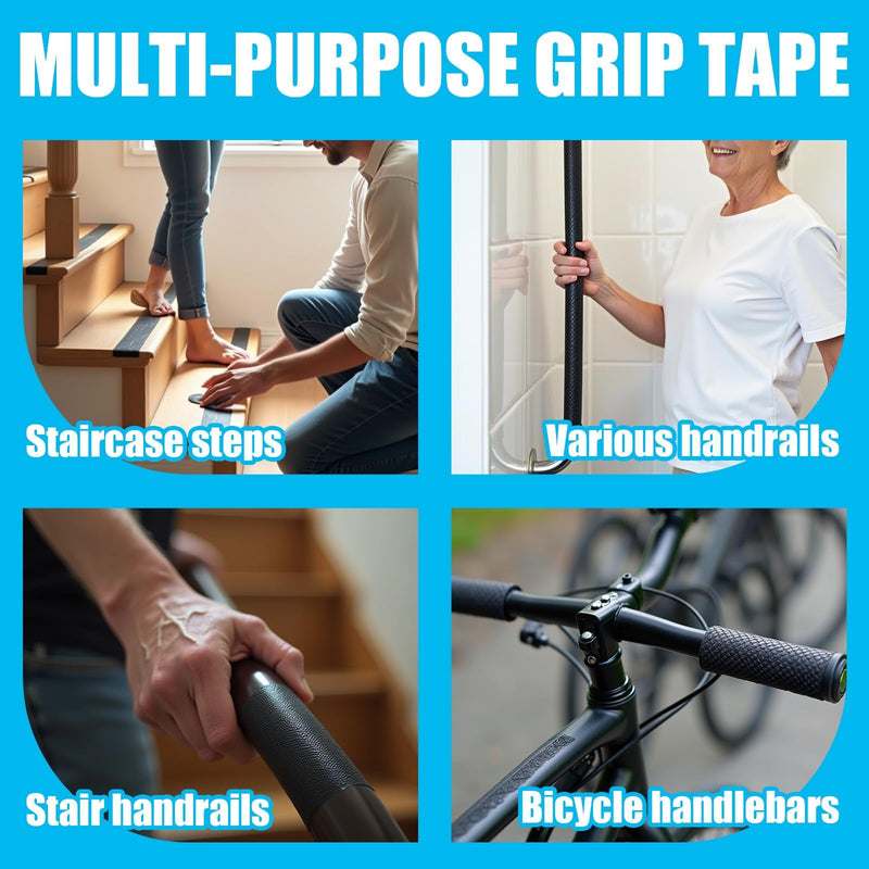 Black Rubber Grip Anti Slip Tape(1" x 10 FT),Heavy Duty Waterproof Non-Abrasive Tape Cushion Pad for Indoor & Outdoor,Making Handles or Contact Surfaces Safer Black 1" x 10 FT