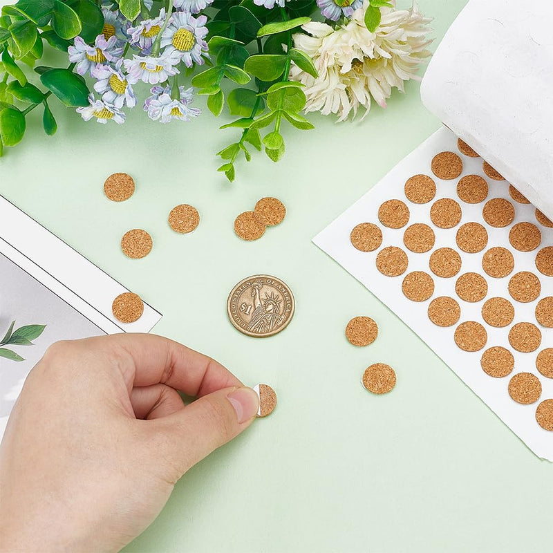 [Australia - AusPower] - BENECREAT 1400pcs 0.5x0.06 Inch Adhesive Cork Circles, Flat Round Self-Adhesive Cork Dots for Cabinets, Table Top Items, Scratching, Furniture, Electronics 