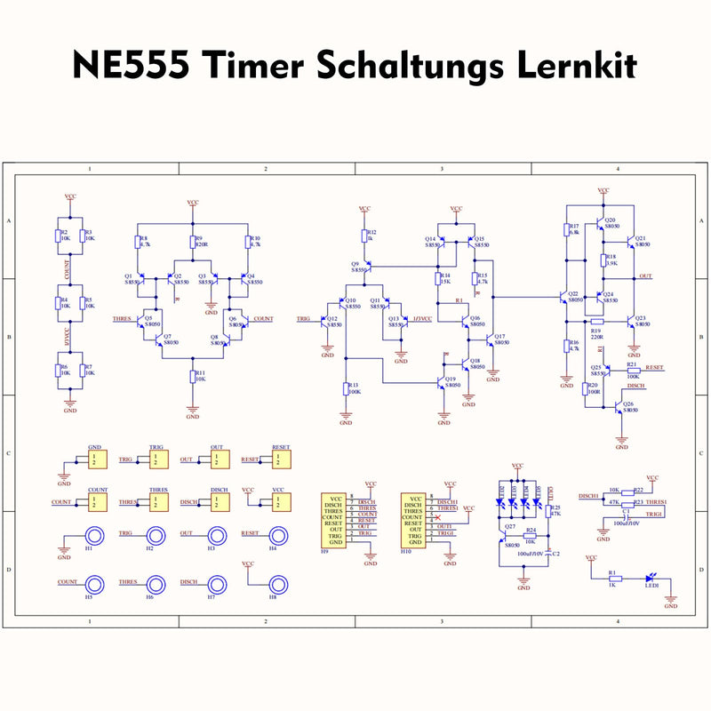 NE555 Timer Soldering Kit for Beginners, BANRIA DIY Soldering Exercise Set with Through Plug-In Components, Breathing LED Circuit, Timer Module, Soldering Exercise Board for School Electronics | DIY Löten Übungsset mit Durchsteckbauteilen, Atmender LED...