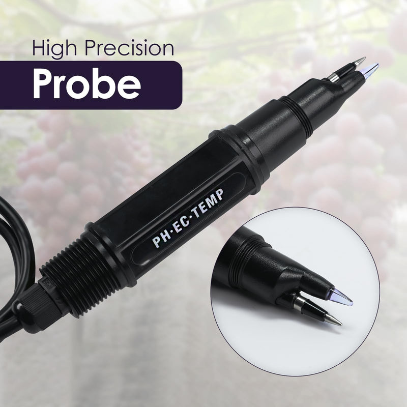 [Australia - AusPower] - pH Meter for Food 3-in-1 Digital pH EC Temperature Meter with ATC, Food pH Tester for Checking Fermentation/Bread Dough/Sausages, Waterproof pH Probe Meter for Cosmetics, Solid and Soft Soil Sample 