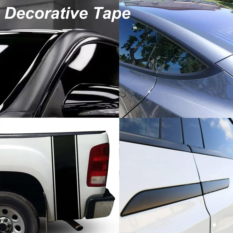 Lypumso Matte Black Vinyl Wrap Tape Roll, 4 Inch x 30ft and 2 Inch x 30ft Self-Adhesive Black Out Chrome Delete Tape with Tool Kit