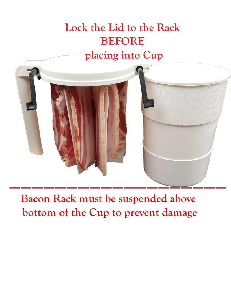 Wow Microwave Bacon Cooker - with Locking Lid and Easy Grip Handle makes cooking bacon a Joy! Made in USA!