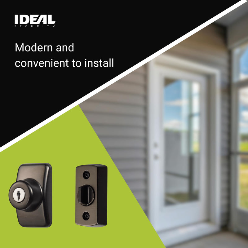 Ideal Security Model GLK Deadbolt for Storm and Screen Doors, Key Lock, Oil Rubbed Bronze (2-Piece Set)