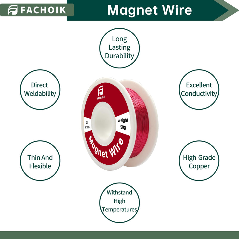 [Australia - AusPower] - 30 AWG Magnet Wire - Enameled Wire - Enameled Magnet Winding Wire Used for Transformers Inductors (50g, 30AWG) 1 