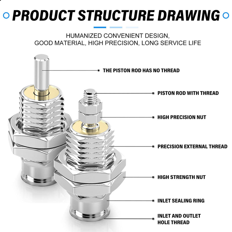 [Australia - AusPower] - TAILONZ PNEUMATIC 10mm Bore 5mm Stroke Single Acting Single Acting External Thread Needle Cylinder Micro Cylinder CJPB10-5 CJPB10*5mm 