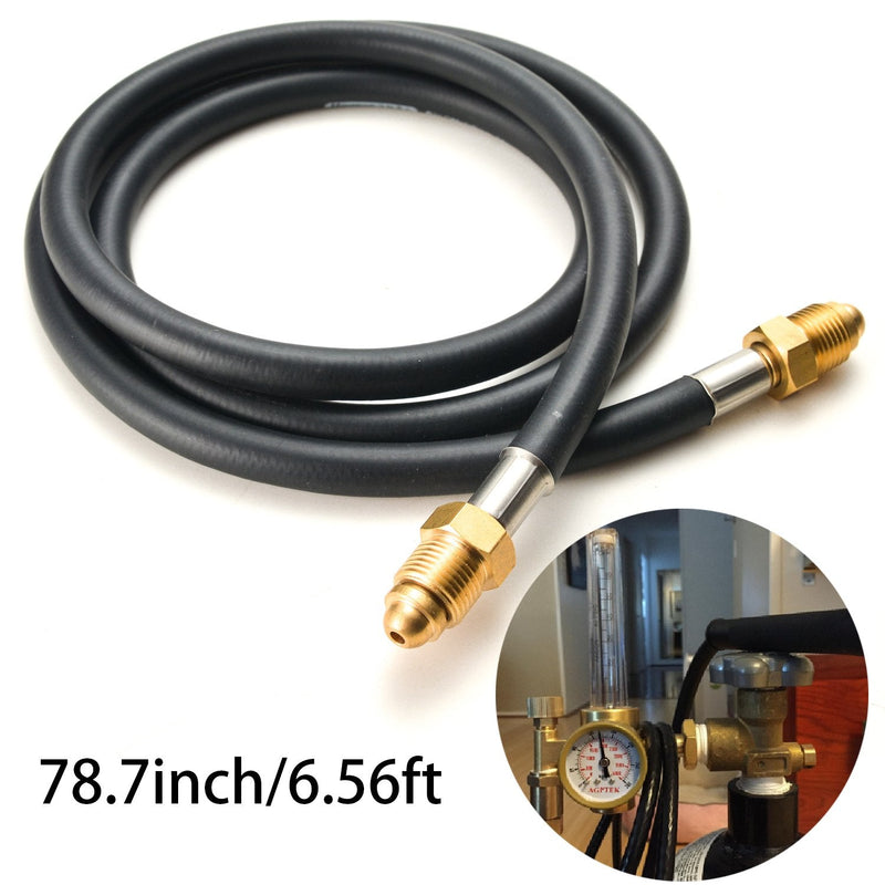 AGPtek Argon CO2 Flow Meter Regulator Hose, Mig Tig, UNF5/8,6.56ft with Inert Gas Fitting