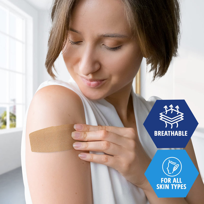 [Australia - AusPower] - MED PRIDE Sterile Fabric Adhesive Bandages [50 Count]- First Aid Bandages Coated with Hypoallergenic Adhesive & Non-Stick Pad- Latex-Rubber Free Wound Care Bandages- Individual Wrapped- 2 x 4.5'' 2 x 4.5'' - 50 Count 