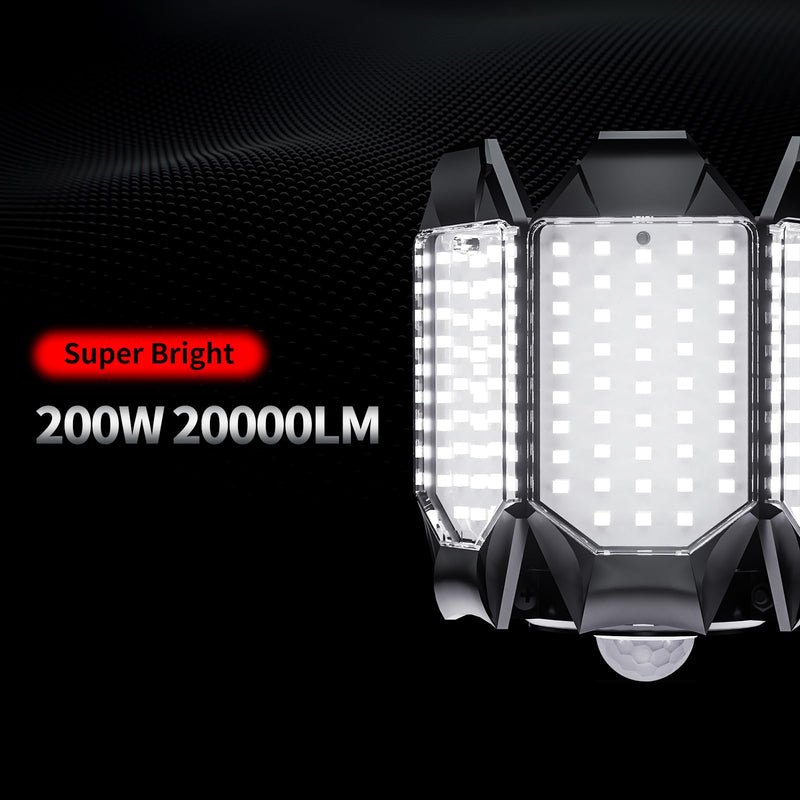 [Australia - AusPower] - Motion Sensor Garage Light, 20000LM 200W Garage Lights Ceiling Led Motion Activated,Motion Light Indoor with Dusk to Dawn, E26/E27 Screw in Shop Light for Basement Barn Attic Warehouse Screw-in 1Pack 