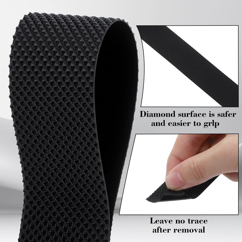 Bremorou Black Rubber Grip Tape Anti Slip Tape 16.5 Feet 1 Inch Heavy Duty Waterproof Non-Abrasive Tape Resistant Wear-Resistant Cushion Pad for Indoor & Outdoor Making Handles Contact Surfaces Safer