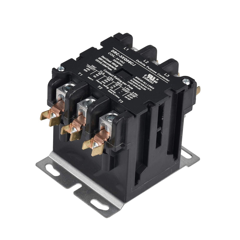 [Australia - AusPower] - 60 Amp 3 pole Contactor 24v coil SunLee Definite Purpose Contactor A2L Compliant UL Recognized & Approved for UL 60335 HVAC Contactor 42EF35AJ equivalent NEMA 3P 60A 24VAC 