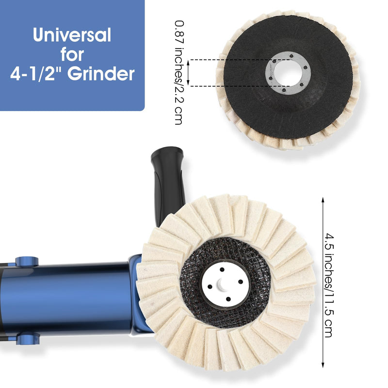 [Australia - AusPower] - Dimeho 10 PCS Wool Polishing Wheel Disc 4-1/2" x 7/8" Felt Flap Disc Stone Buffing Pad 4.5 Inch Polishing Flap Pads for Angle Grinder Metal Marble Furniture Car Wax Surface Finishing Restoration 